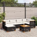VIDAXL Salon de jardin 7 pcs avec coussins noir resine tressee