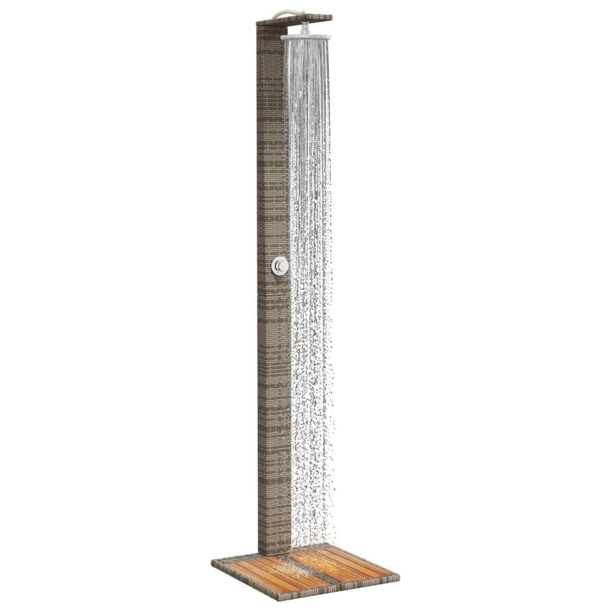 Voir la diapositive 4 : VIDAXL Douche d'exterieur gris 50x55x224 cm resine tressee bois acacia