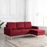 VIDAXL Canape a 3 places avec repose-pied Rouge bordeaux Tissu