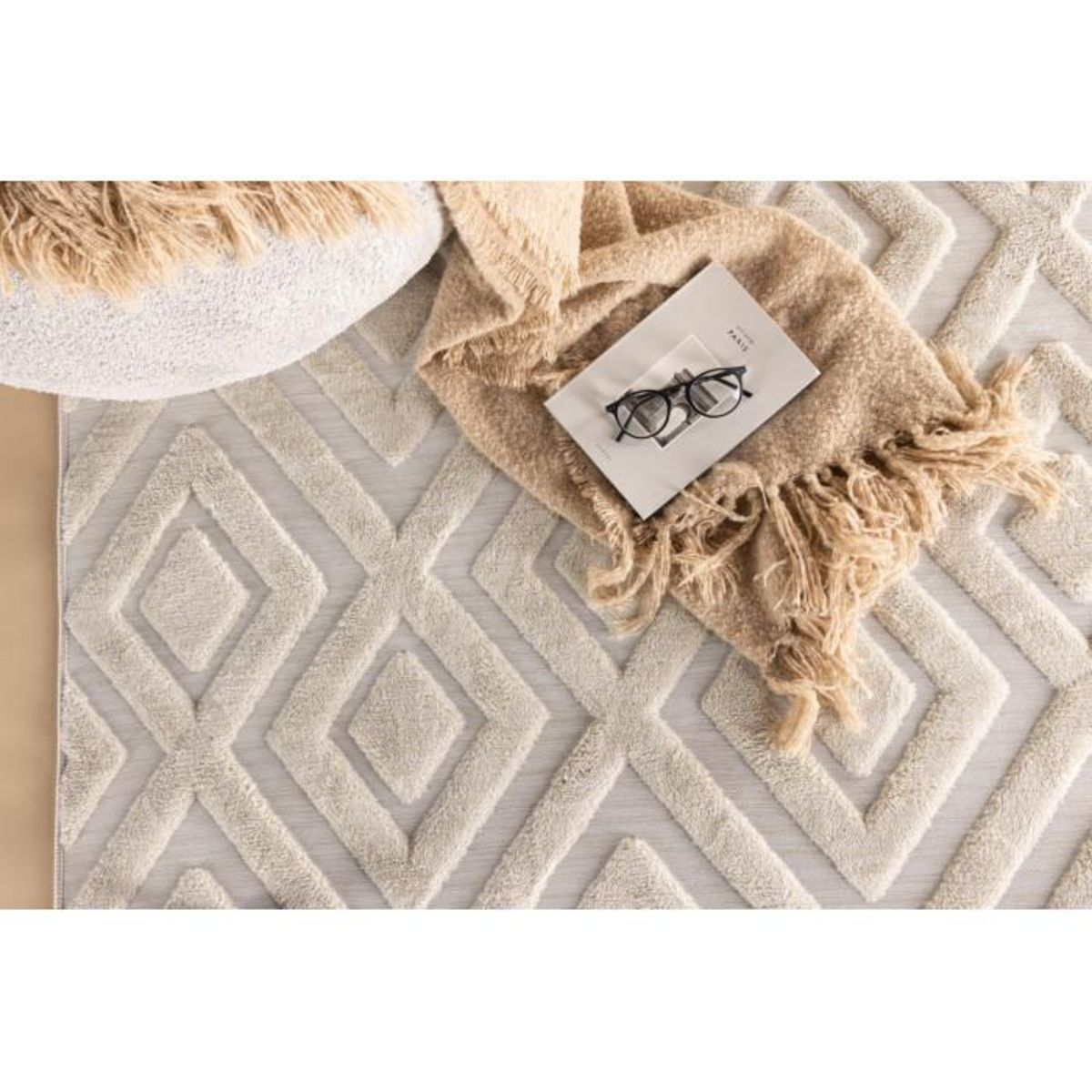 Paris Prix Tapis Shaggy Déco  Pia  160x230cm Naturel