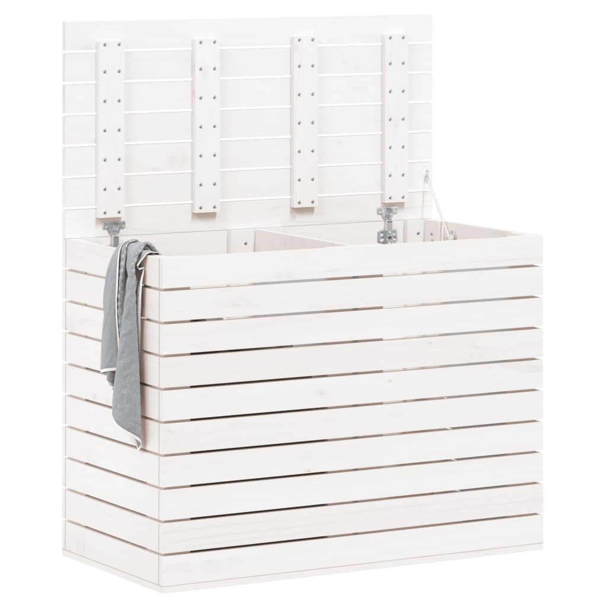 Voir la diapositive 3 : VIDAXL Panier a linge blanc 88,5x44x66 cm bois massif de pin