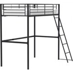 MARKET24 Lit mezzanine enfant ELIOT en métal noir 90x190cm avec sommier inclus