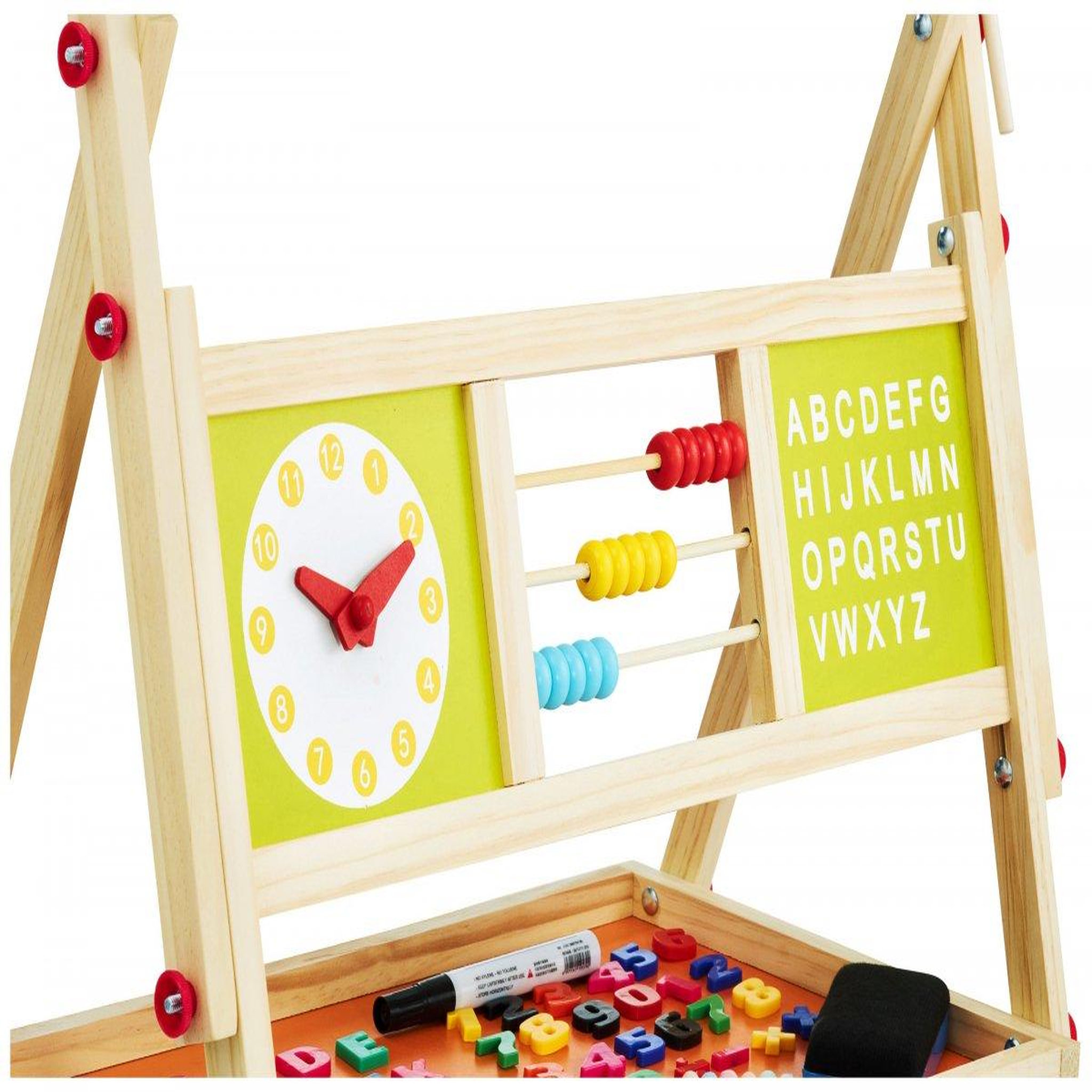 Voir la diapositive 5 : MAMABRUM Tableau Enfant en Bois Double Face Magnétique & Tableau Noir - Chevalet Pliable, Boulier & Horloge
