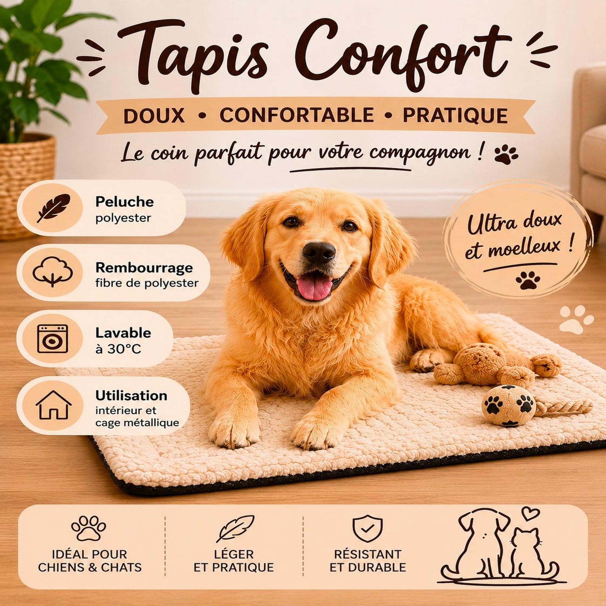 Voir la diapositive 6 : Eden Coussin rectangle pour chien naya