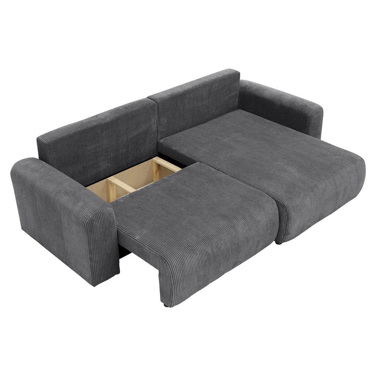 BEST MOBILIER Naomi - canapé d'angle réversible 4 places convertible avec coffre en velours côtelé