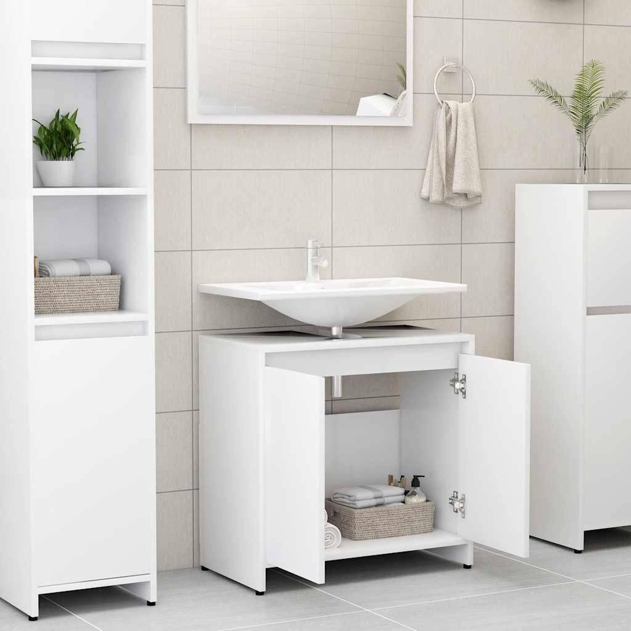 Voir la diapositive 3 : VIDAXL Armoire de salle de bain Blanc 60x33x61 cm Bois d'ingenierie