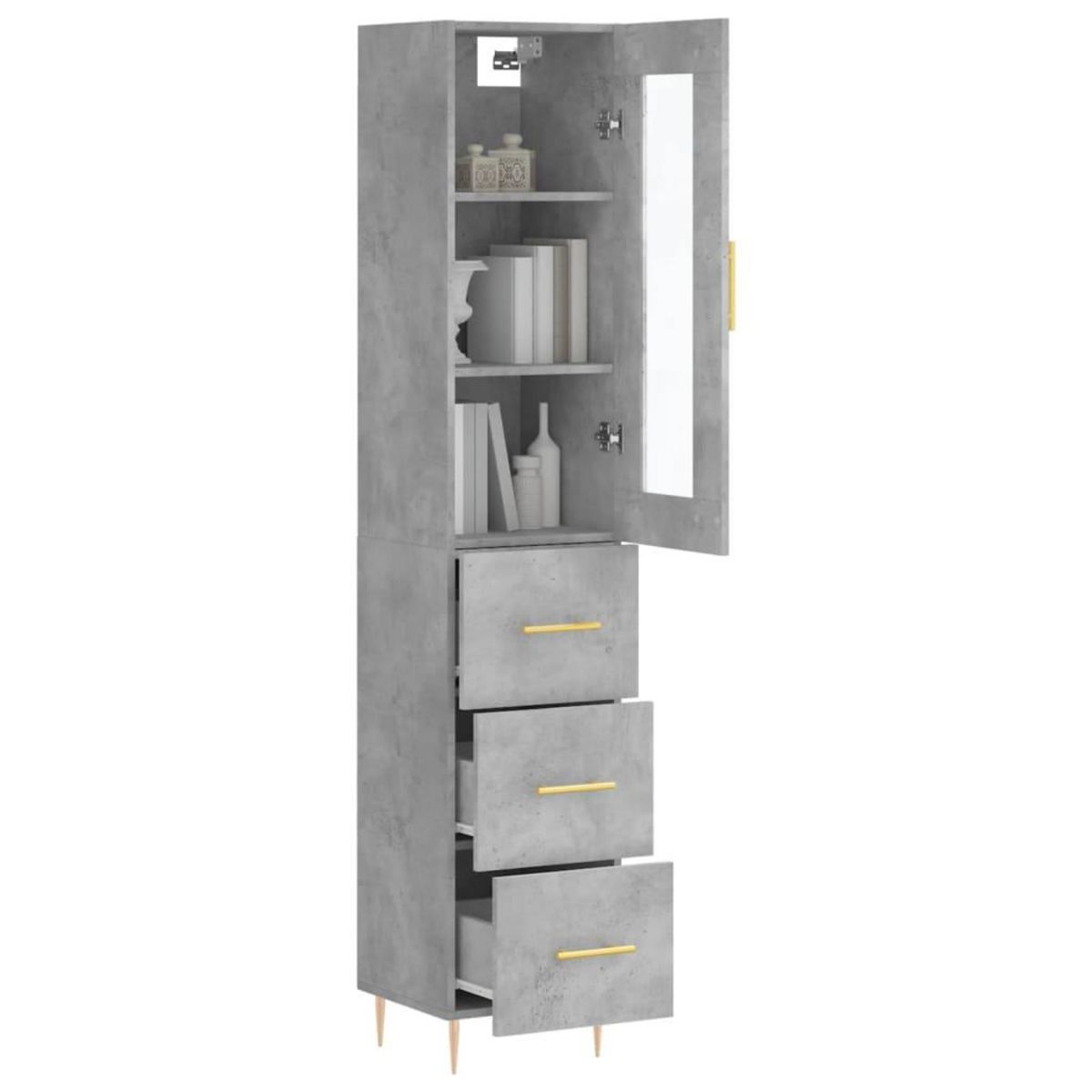 VIDAXL Buffet haut Gris beton 34,5x34x180 cm Bois d'ingenierie
