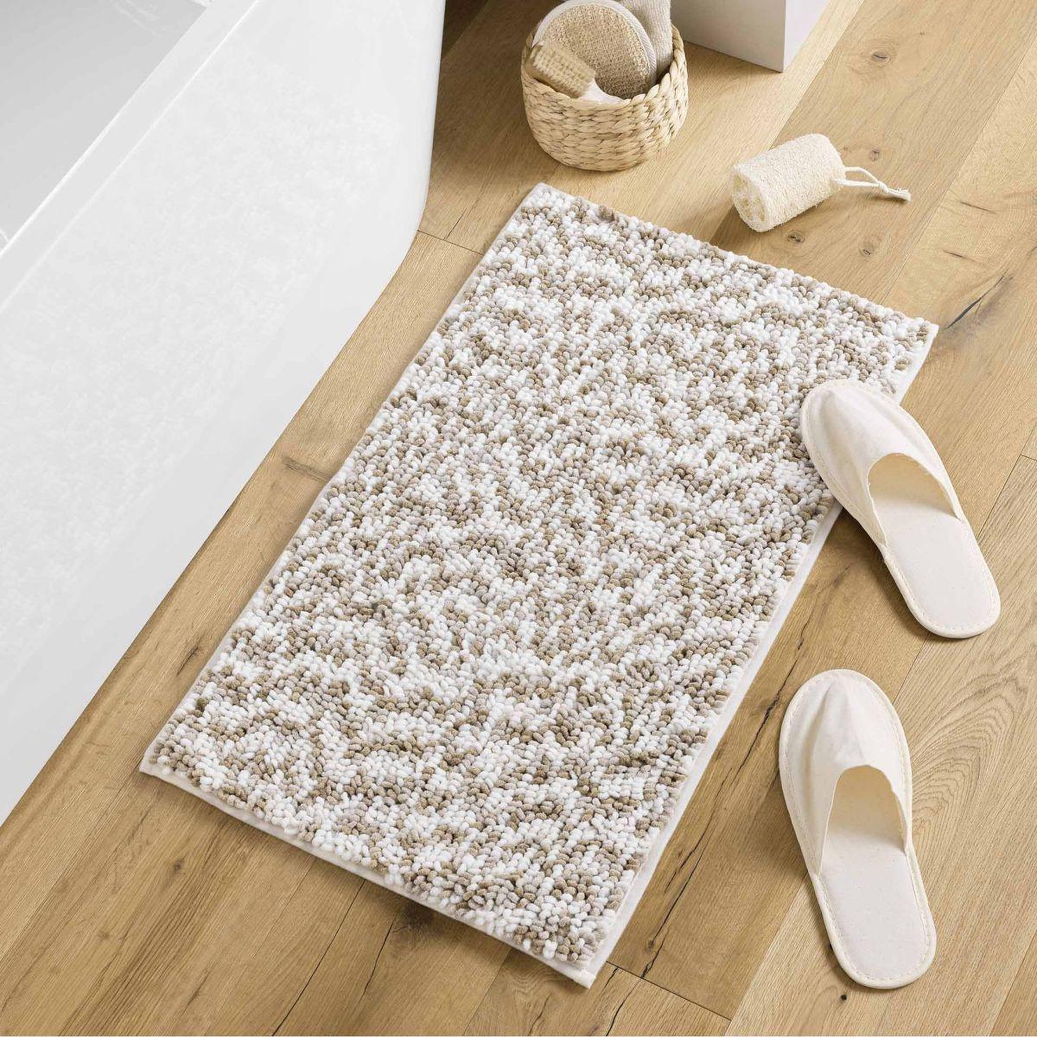 Voir la diapositive 5 : Douceur d'Intérieur Tapis de bain  friza  45x75cm blanc & marron