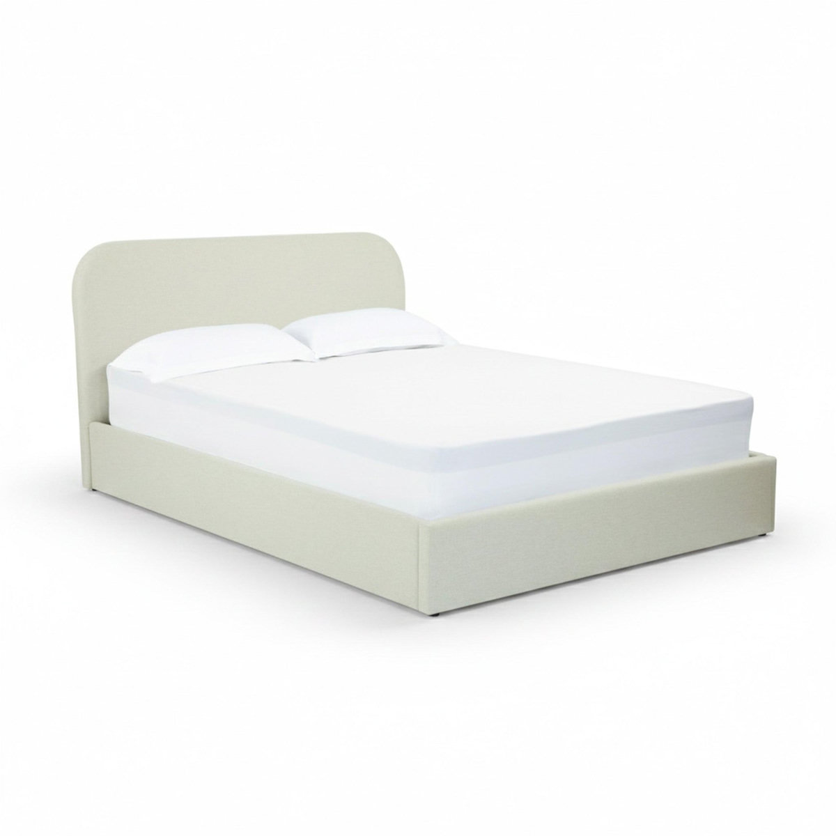 Rendez vous déco Lit double avec coffre 140x190 cm en tissu gris/beige - Tilly