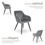 Voir la diapositive 3 : tectake Chaise style scandinave rembourrée aspect velours gris/noir Lot de 4