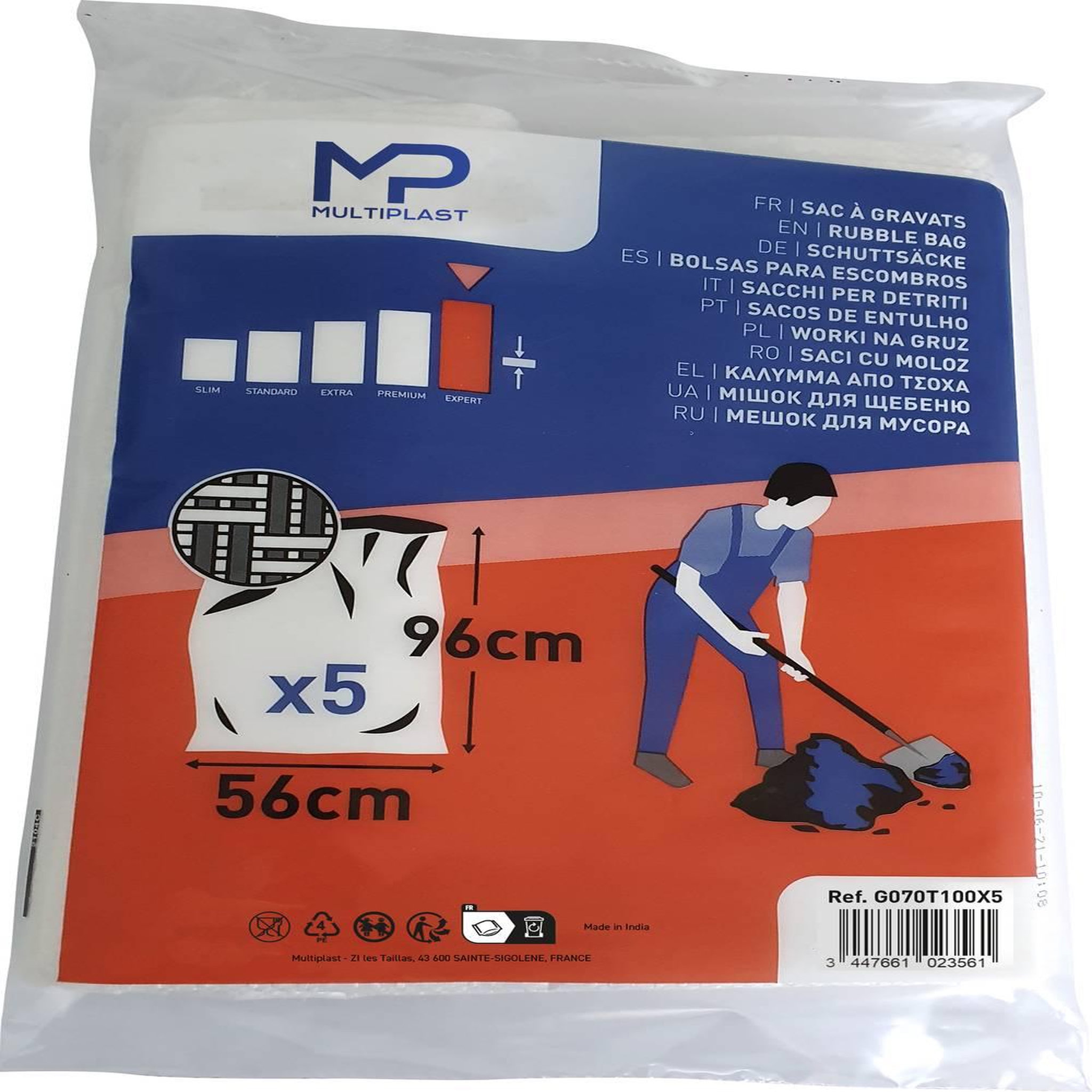 CENTRALE BRICO Sacs à gravats MULTIPLAST H.96 x l.56 cm x Ep.130 µm blanc