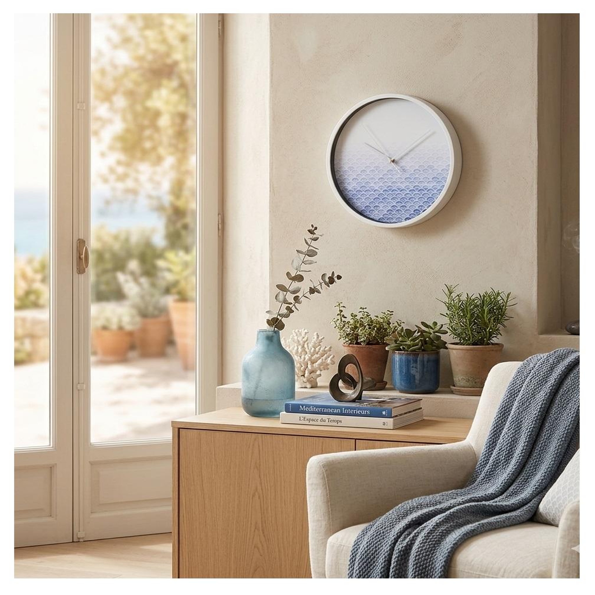 Voir la diapositive 2 : Eden Horloge modele blue wave design et moderne