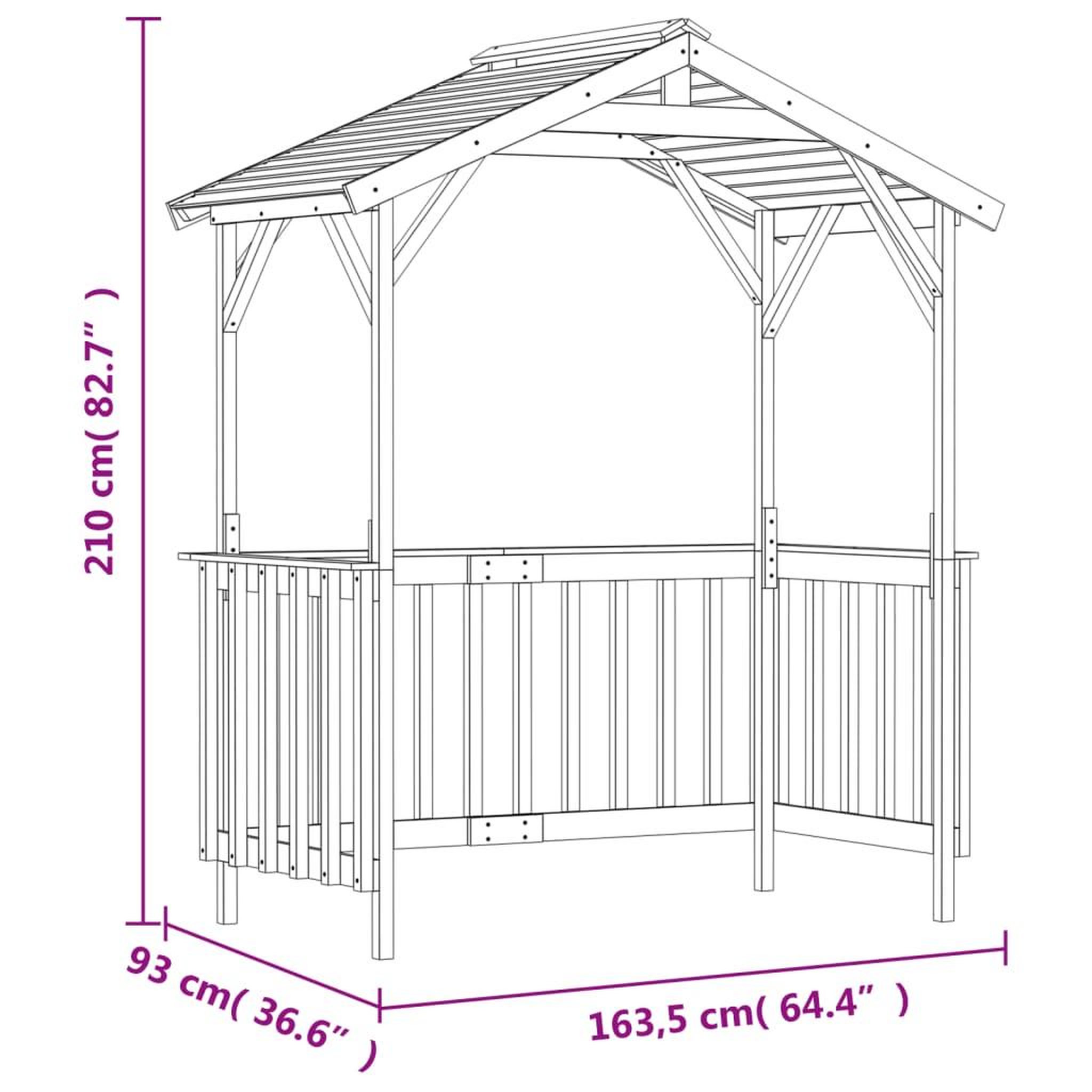 Voir la diapositive 6 : VIDAXL Abri de barbecue 163,5x93x210 cm Bois de pin impregne