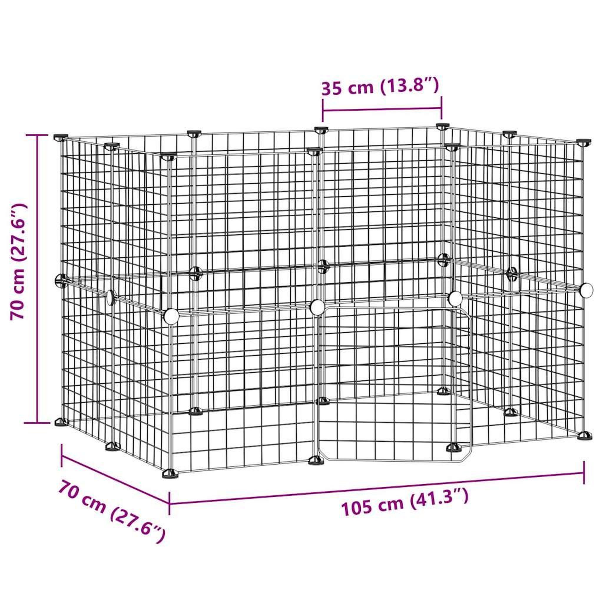 Voir la diapositive 4 : VIDAXL Cage animaux de compagnie a 20 panneaux et porte Noir 35x35 cm