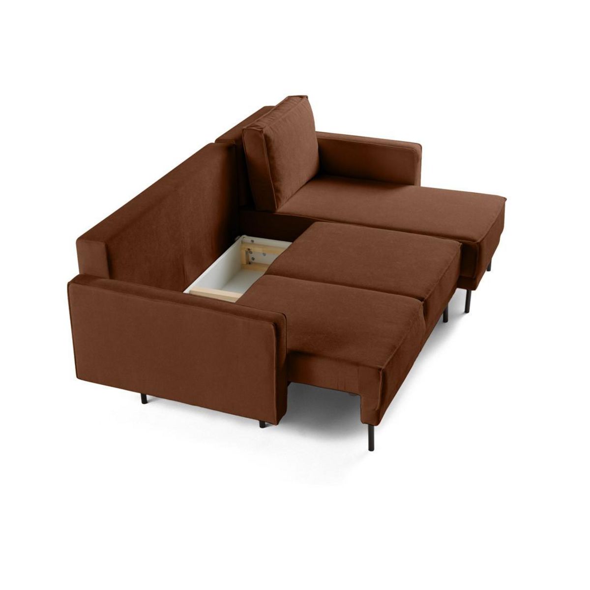 BEST MOBILIER Charlie - canapé d'angle réversible 4 places - convertible avec coffre - en tissu