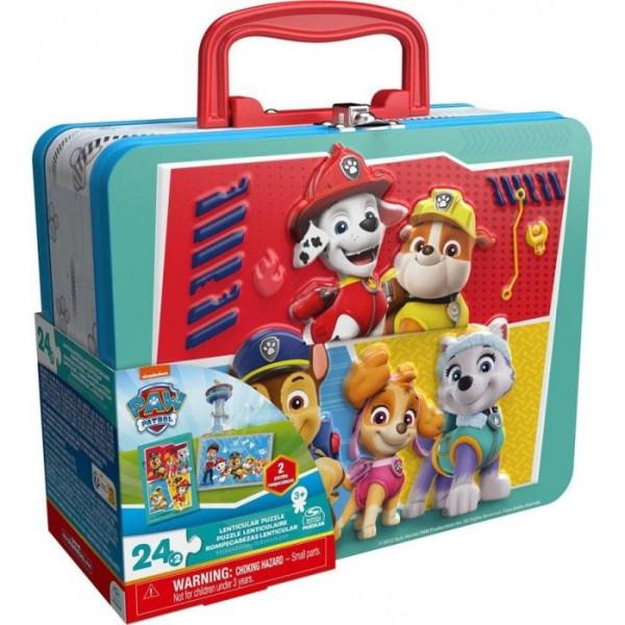 Spin Master SPINMASTER Pat' Patrouille - Grande Valisette Métal 2 Puzzles Lenticulaires 48 pieces - Double visuel, valisette incluse - Des
