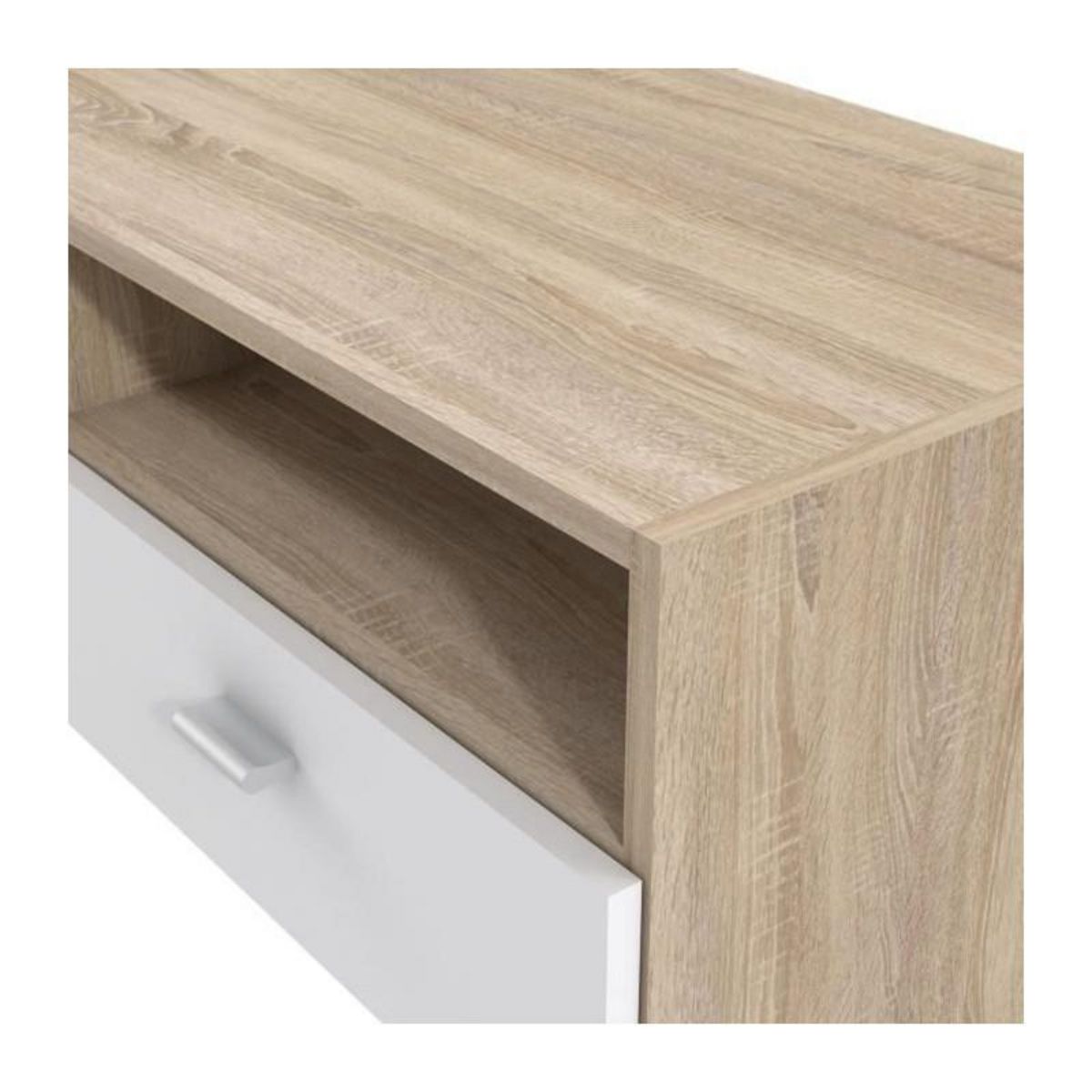 FINLANDEK FINLANDEK Meuble TV HELPPO contemporain blanc mat et decor chene - L 95 cm