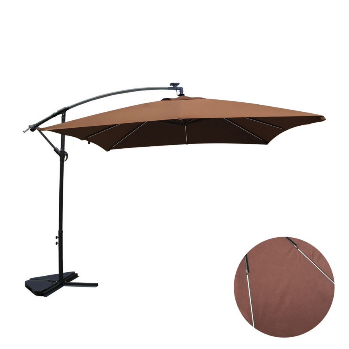 CONCEPT USINE Parasol Néon LED déporté 3 x 3 m chocolat SOLENZARA