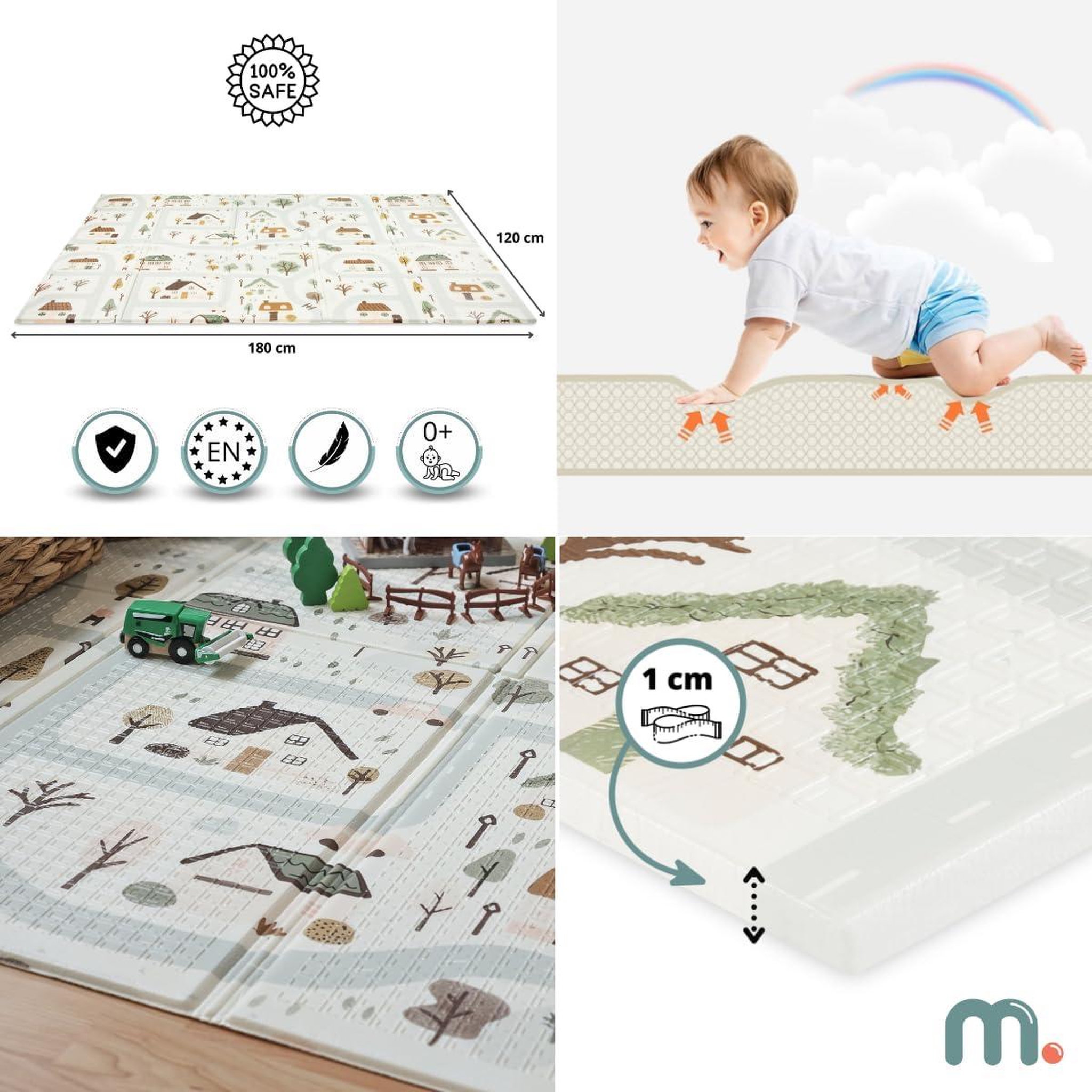 Voir la diapositive 3 : MAMABRUM Tapis d'éveil Bébé Évolutif en Mousse Mamabrum 180*120, Double Faces, Facile à Nettoyer, Imperméable
