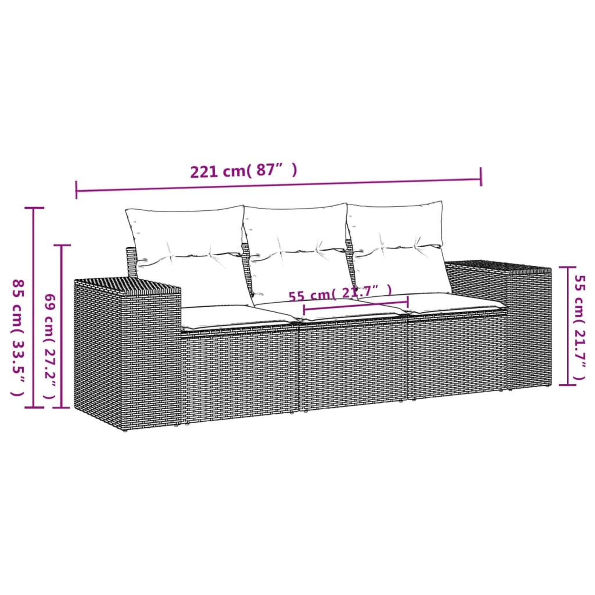 Voir la diapositive 4 : VIDAXL Salon de jardin 3 pcs avec coussins noir resine tressee