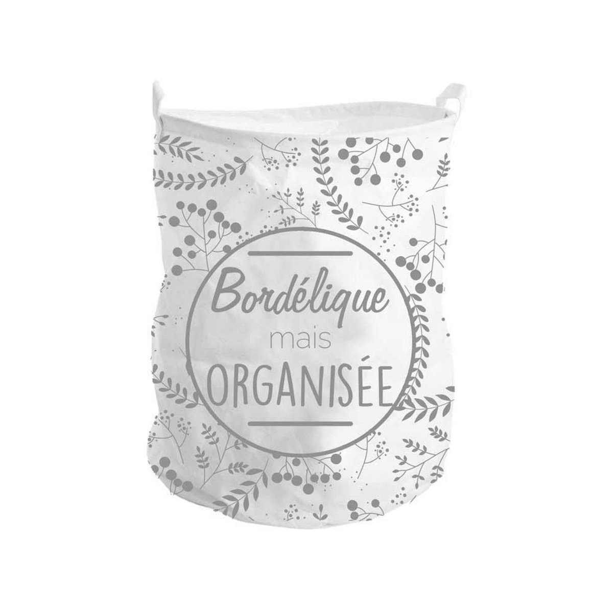 SUD TRADING Panier à linge  Bordélique mais organisée  - 40 x 50cm - blanc