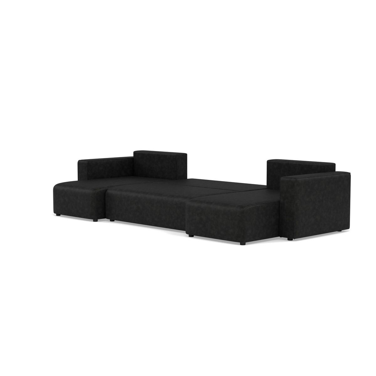 BEST MOBILIER Topaze - canapé panoramique en u 7 places convertible avec coffre en simili