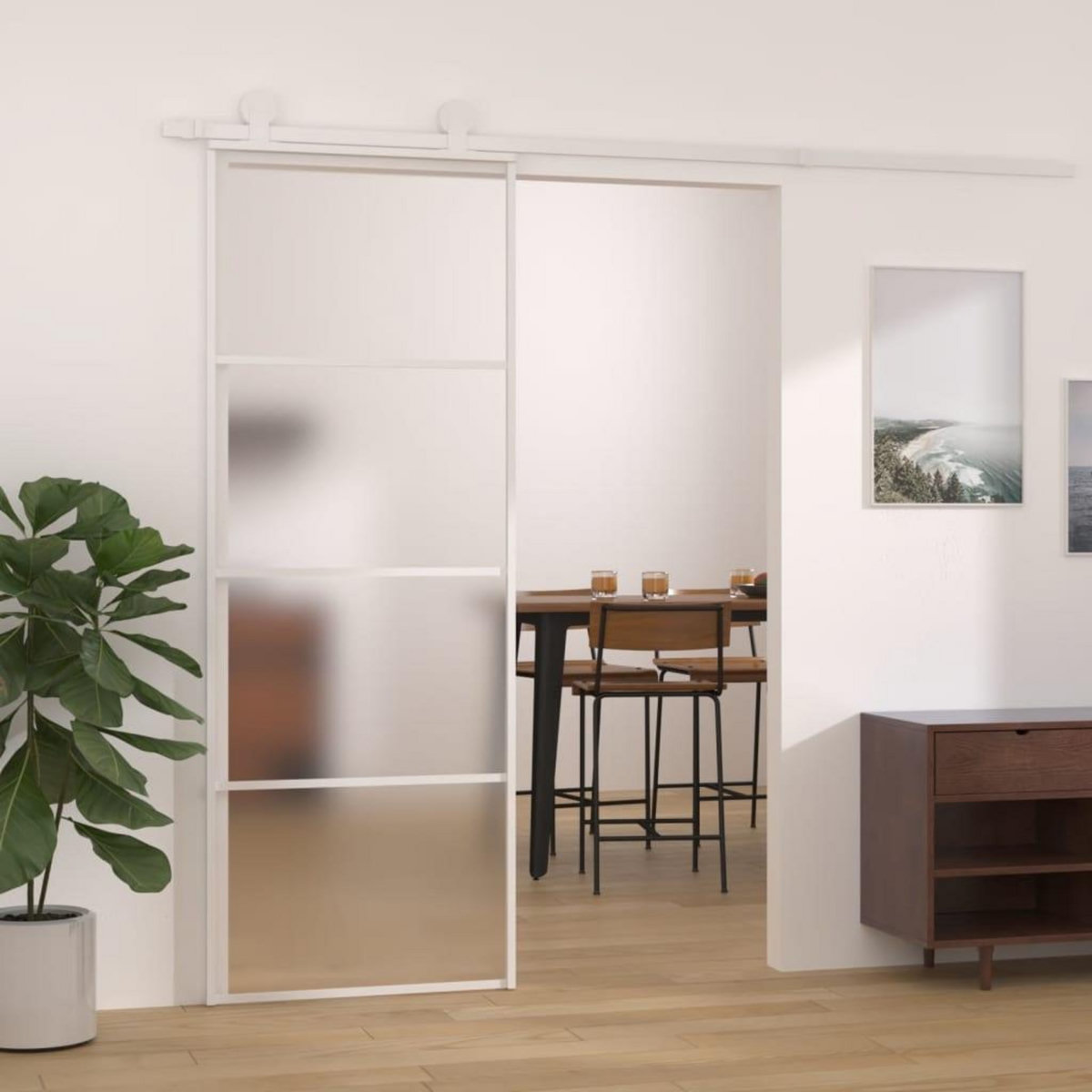 VIDAXL Porte coulissante Verre ESG depoli et aluminium 76x205 cm Blanc