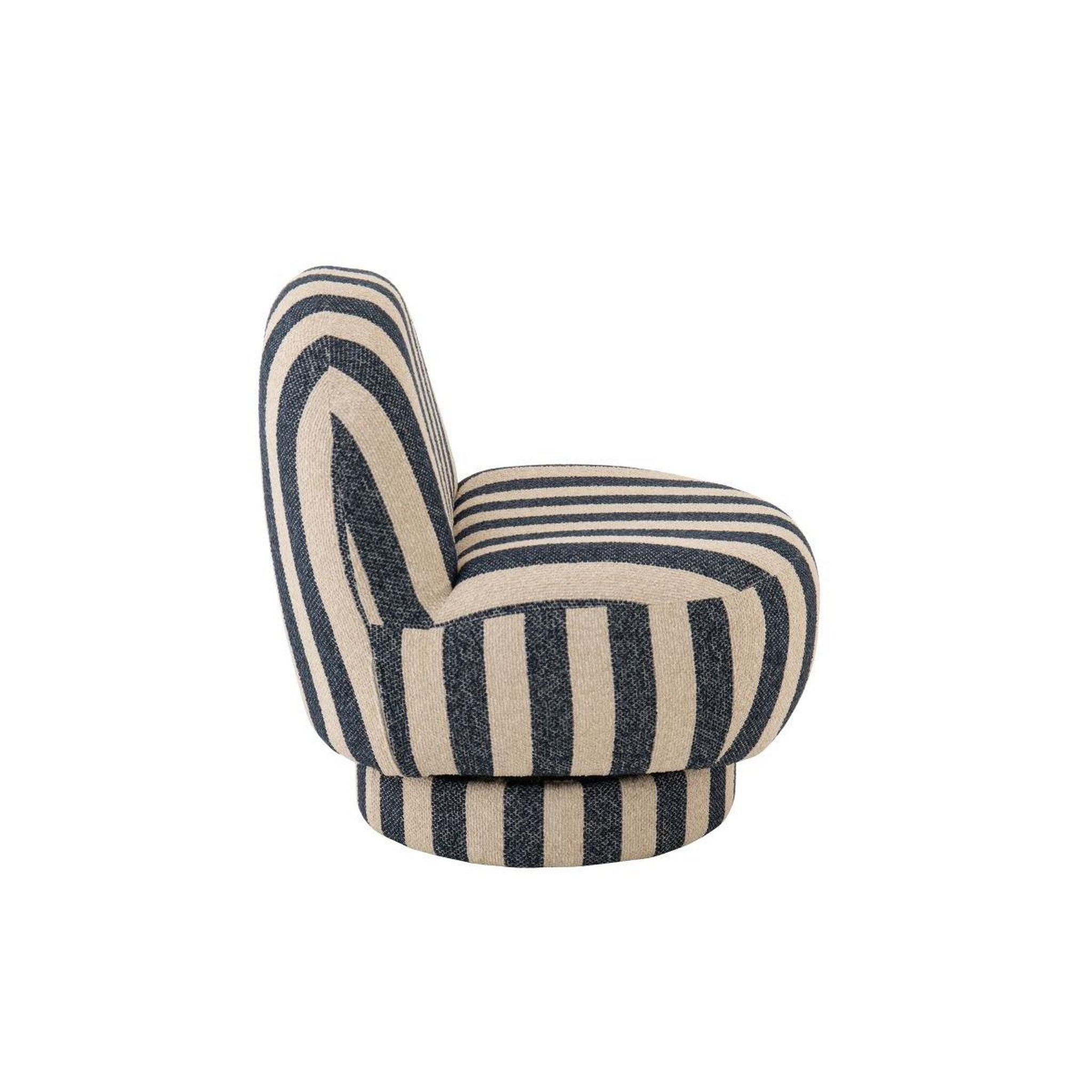 Voir la diapositive 3 : J-LINE Fauteuil à rayures  ligné  76cm bleu & blanc cassé