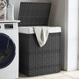 Voir la diapositive 1 : VIDAXL Panier a linge avec couvercle gris 46x33x60 cm resine tressee
