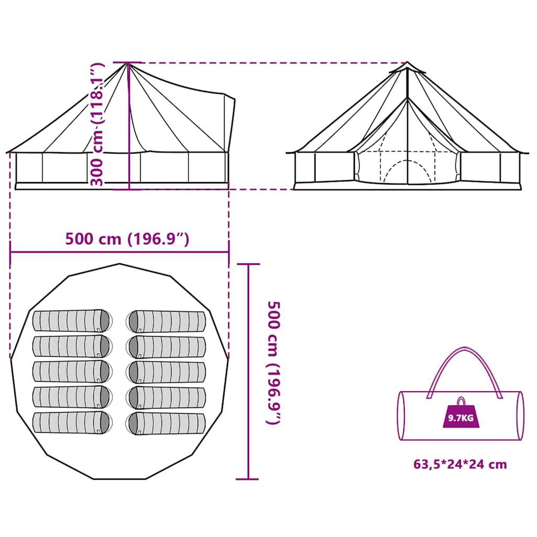 Voir la diapositive 6 : VIDAXL Tente familiale tipi 10 personnes gris et orange impermeable