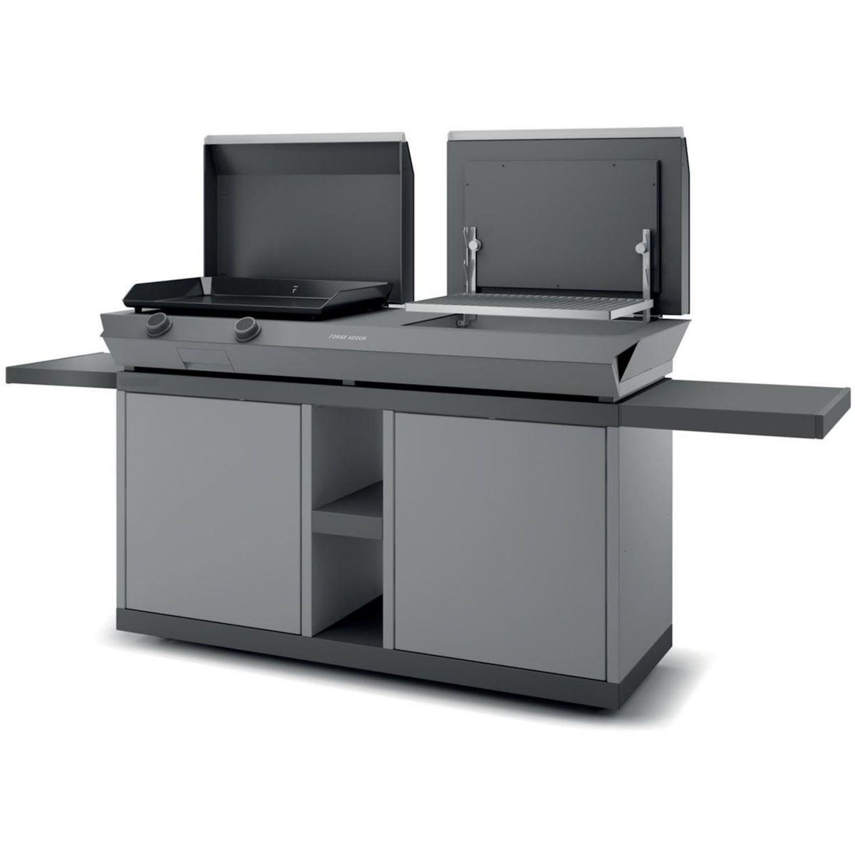 FORGE ADOUR Chariot Plancha Combi G NG 2 tablettes rabattables 2portes coulissantes