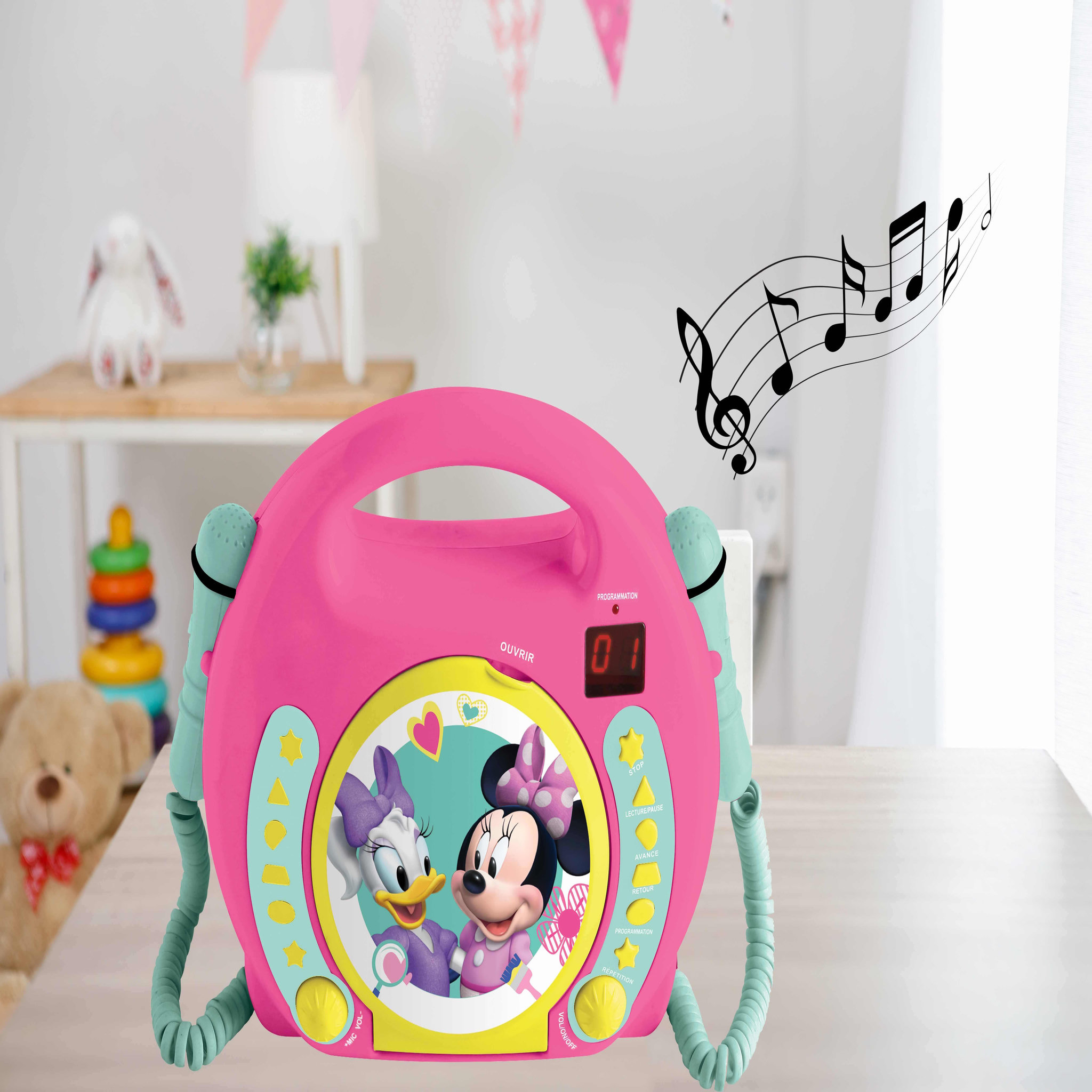 Voir la diapositive 4 : Lexibook Lecteur CD portable avec 2 microphones Disney Minnie
