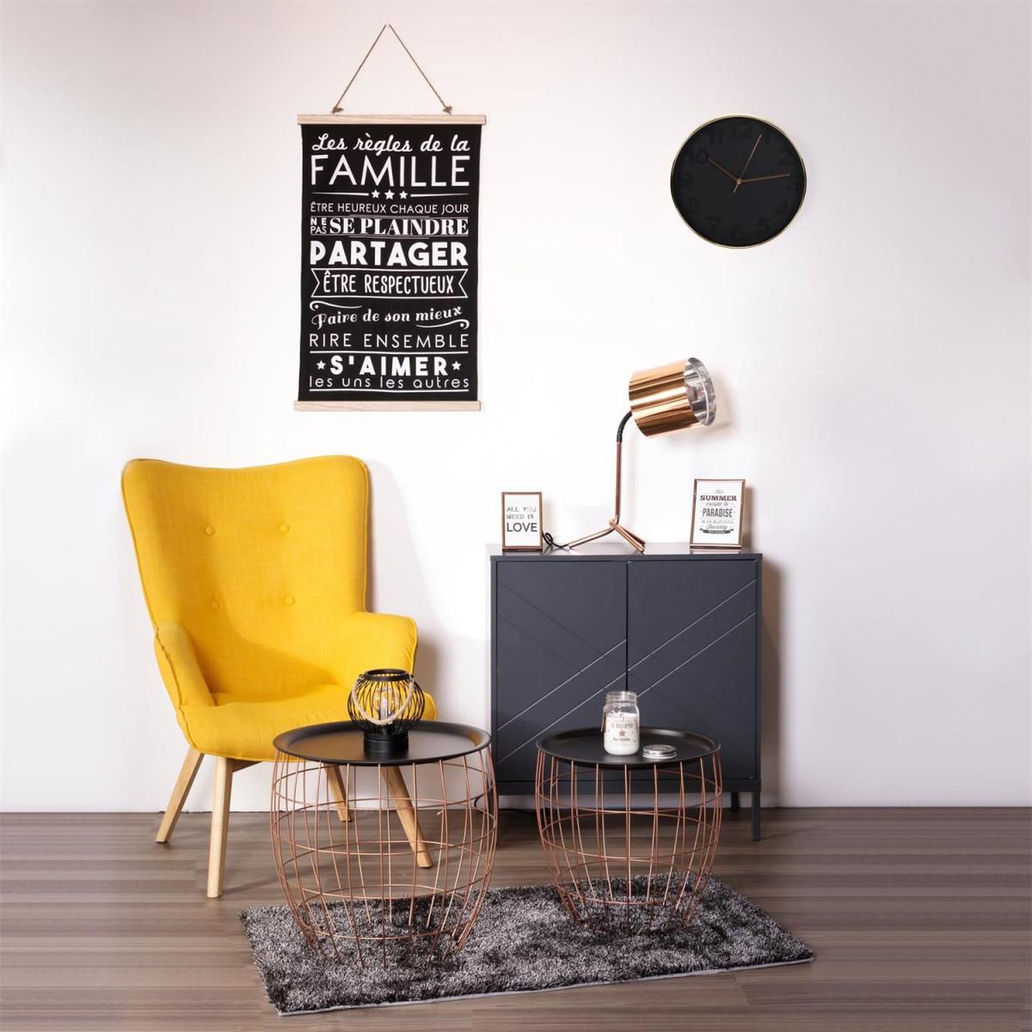 Voir la diapositive 3 : The Home Deco Factory Horloge murale  gold  30cm noir & cuivre
