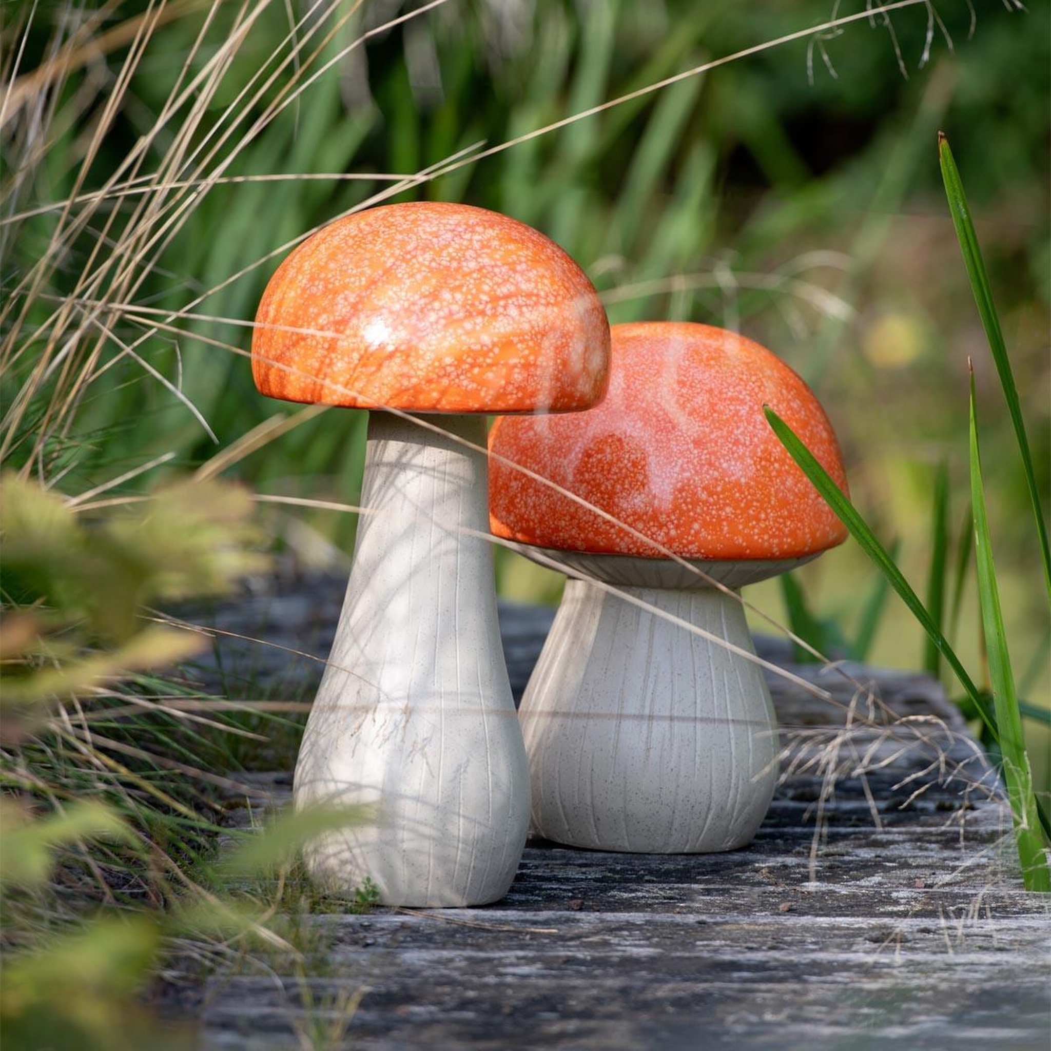 Voir la diapositive 3 : J-LINE Lot de 2 champignons extérieur  pasquale  48cm orange