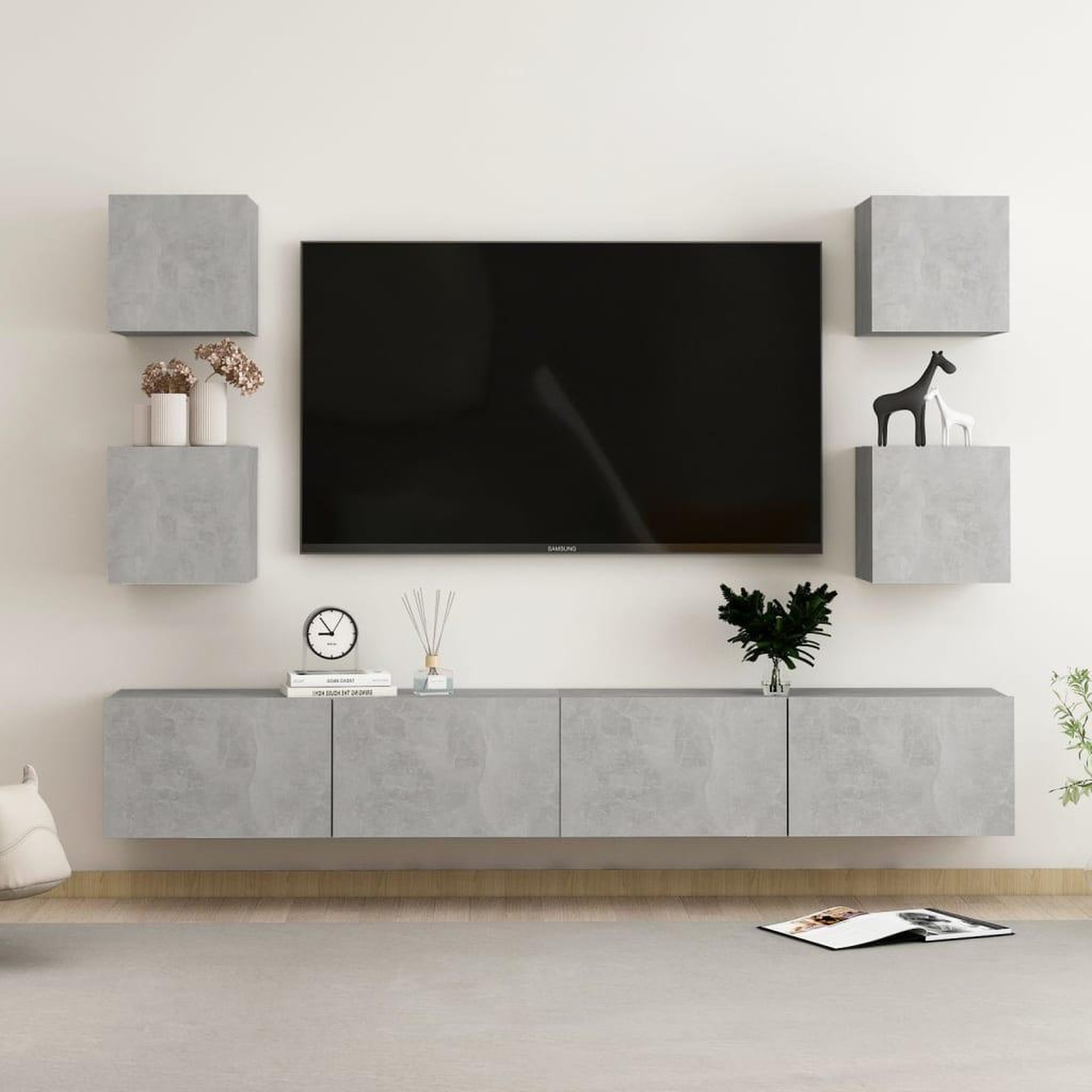 VIDAXL Ensemble de meubles TV 6 pcs Gris beton Bois d'ingenierie