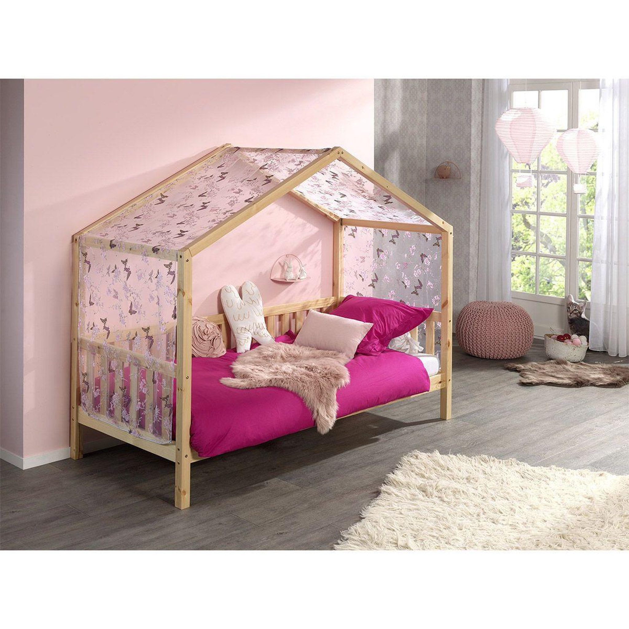 Voir la diapositive 5 : Paris Prix Pack - lit enfant cabane & matelas  dallas iii  90x200cm naturel