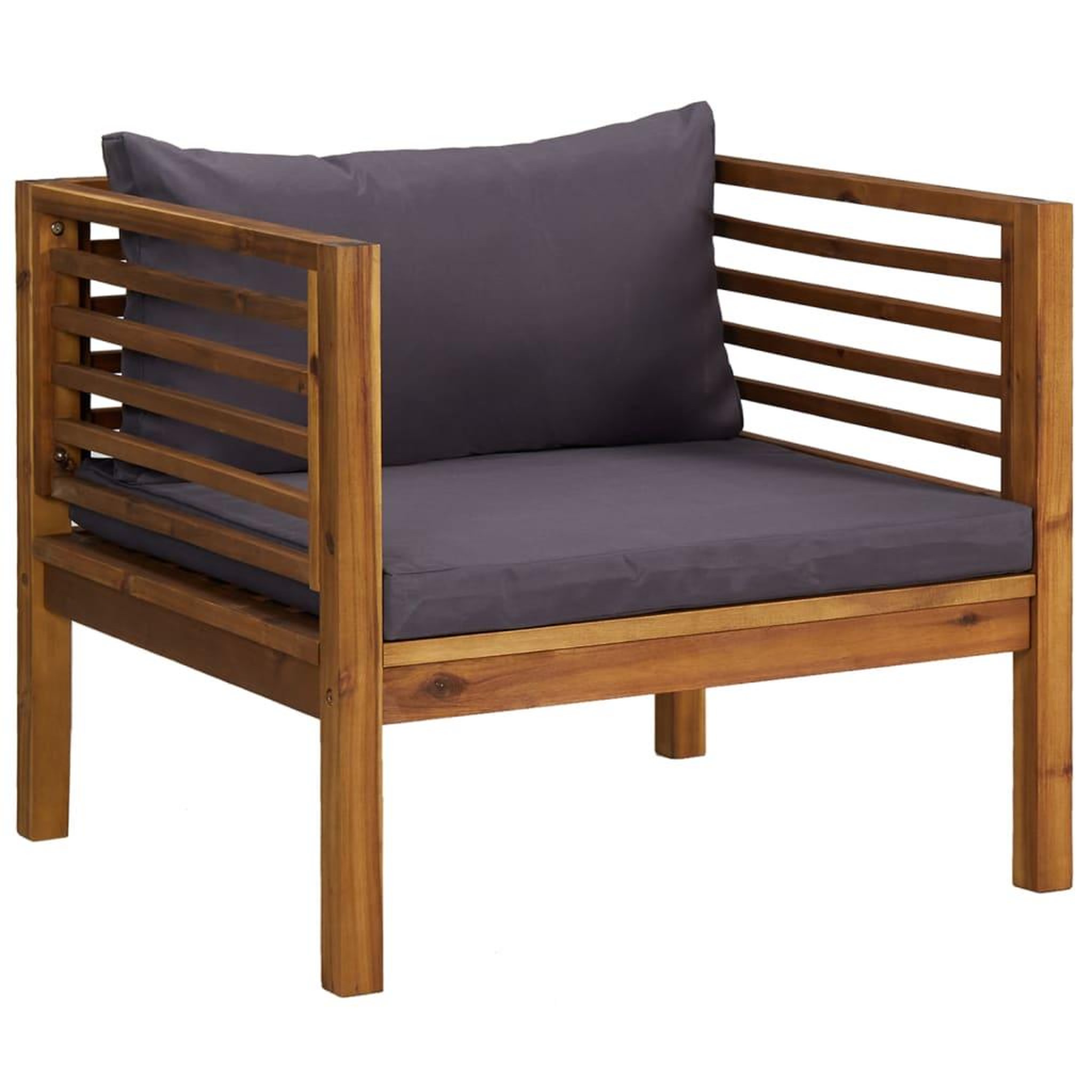 Voir la diapositive 2 : VIDAXL Chaise de jardin avec coussins gris fonce Bois d'acacia massif