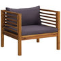 Voir la diapositive 2 : VIDAXL Chaise de jardin avec coussins gris fonce Bois d'acacia massif