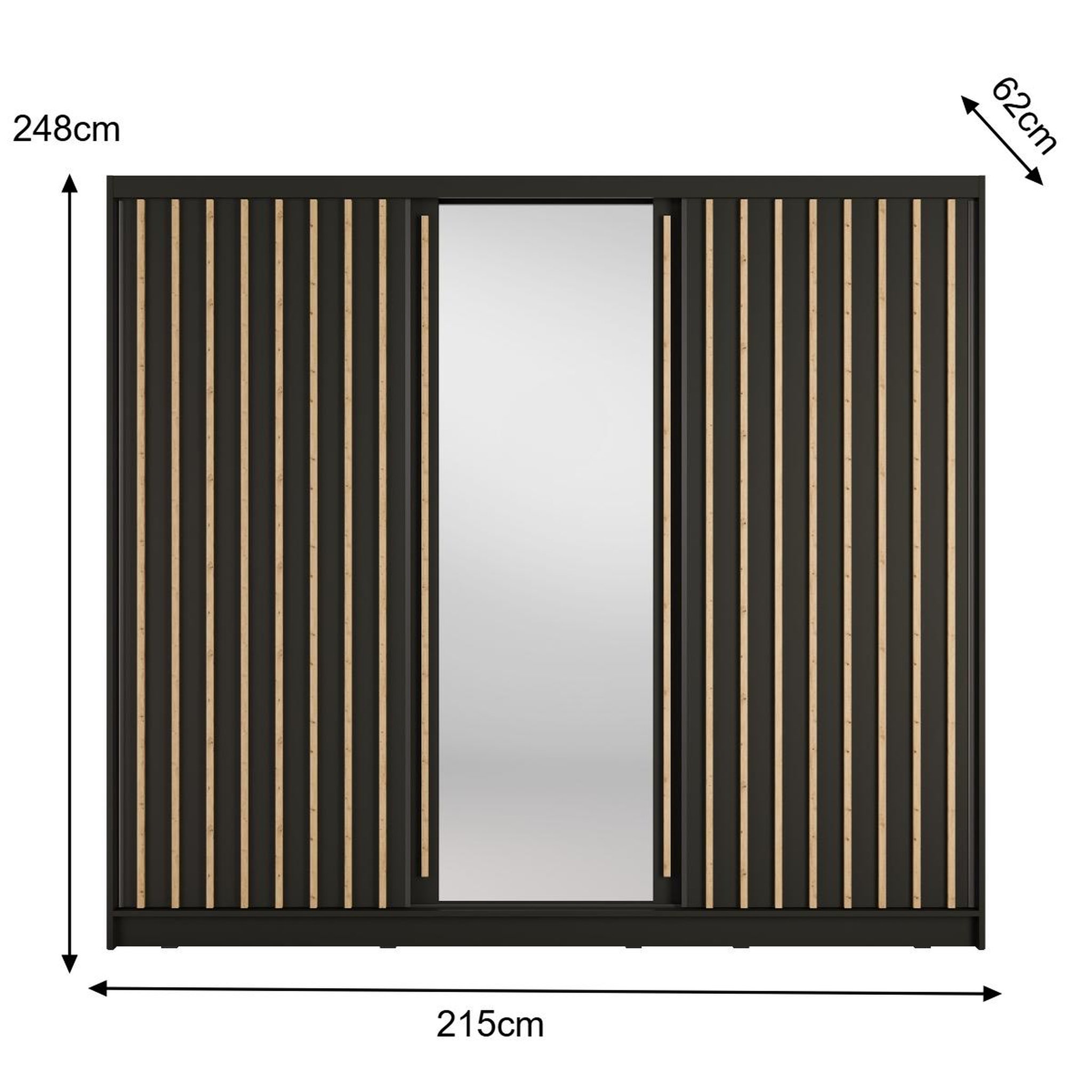 Voir la diapositive 5 : JLC KREATION Dressing coulissant noir et bois 250cm celia