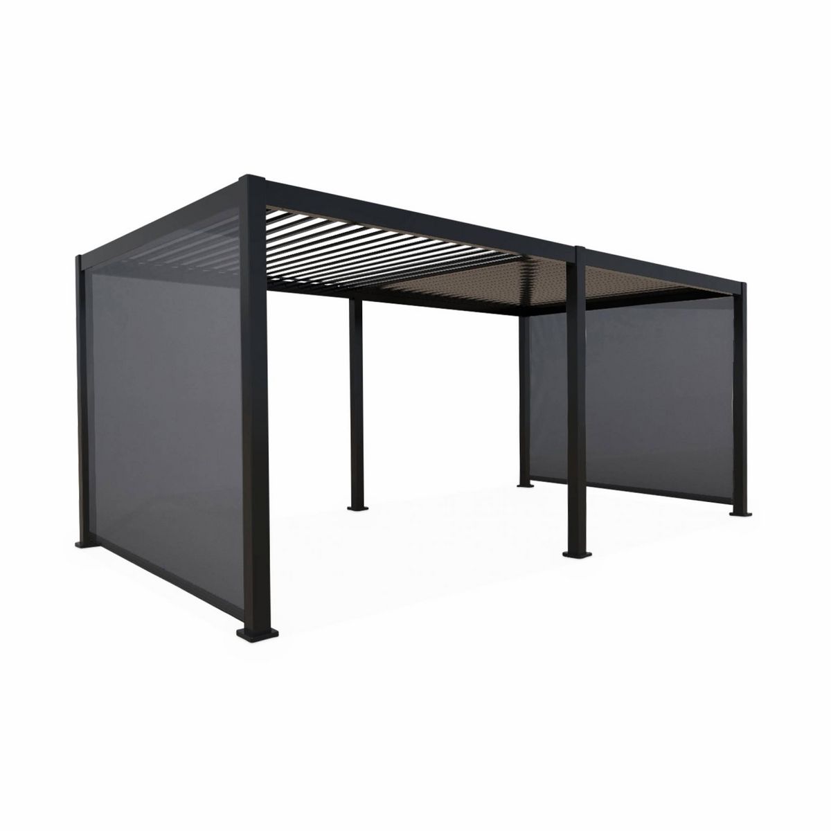 SWEEEK Pergola Bioclimatique gris anthracite 300x600cm. aluminium à lames orientables + 2 stores 3m