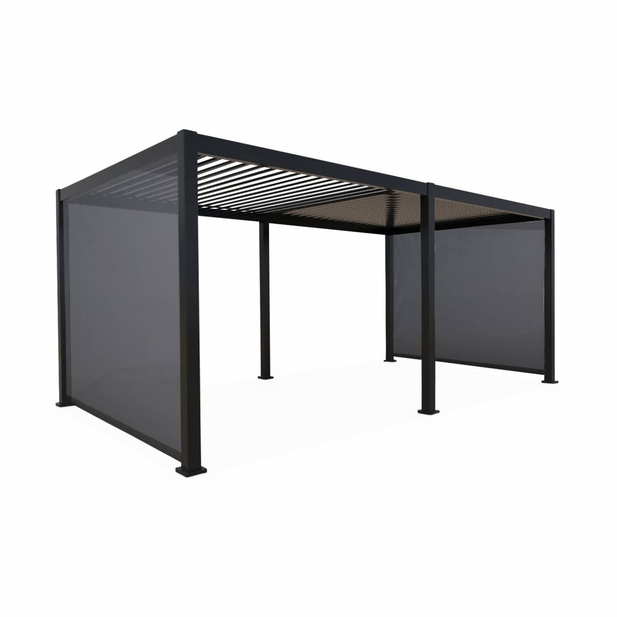 SWEEEK Pergola Bioclimatique gris anthracite 300x600cm. aluminium à lames orientables + 2 stores 3m