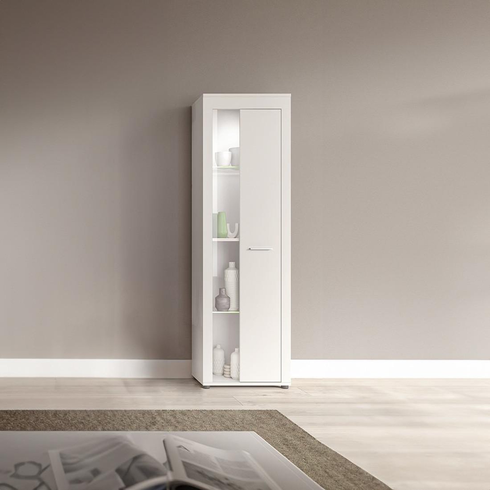 Voir la diapositive 4 : BEST MOBILIER Stafford - vitrine - blanc - 2 portes - 60x159 cm