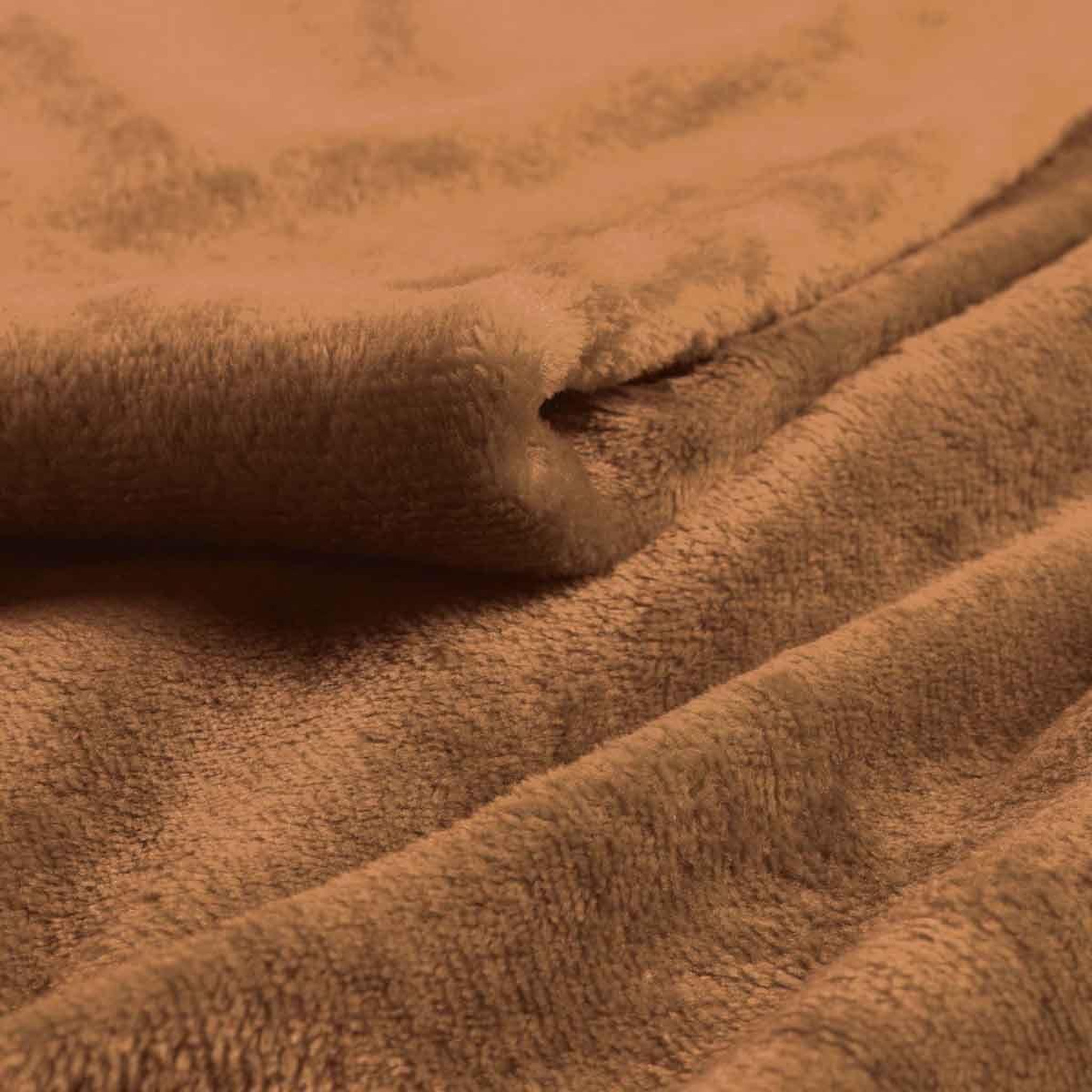 Voir la diapositive 2 : Douceur d'Intérieur Plaid uni en flanelle  flanou  180x220cm camel