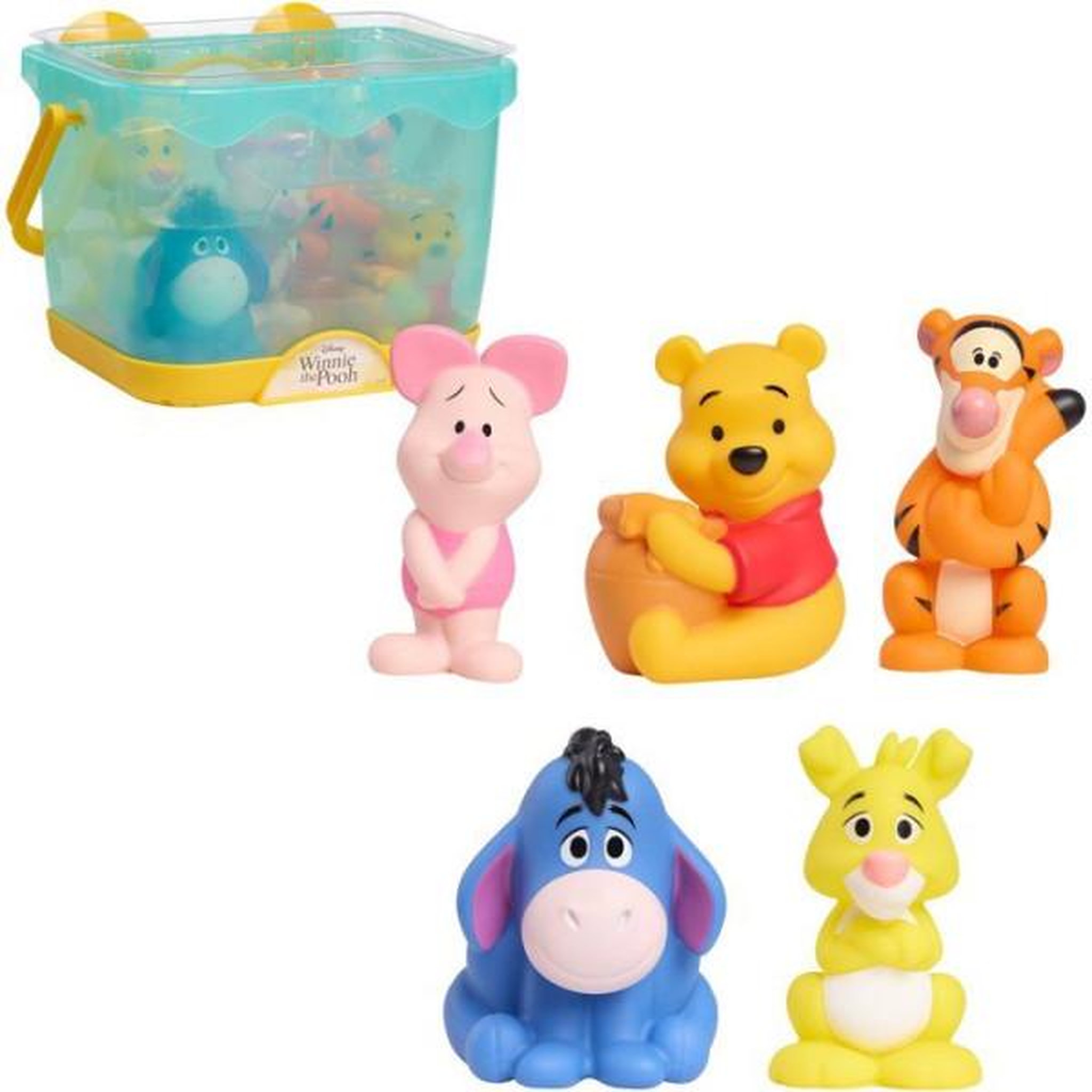 DISNEY Jouets de bain - DISNEY Winnie l'Ourson - 5 figurines - Panier de rangement - 12 cm