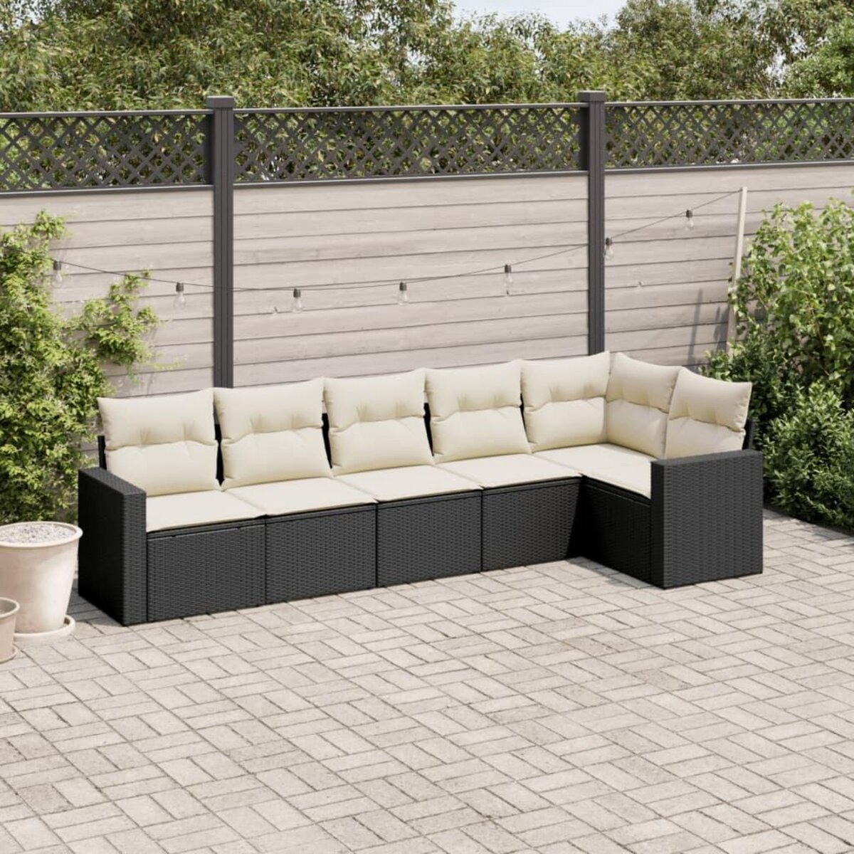 VIDAXL Salon de jardin 6 pcs avec coussins noir resine tressee