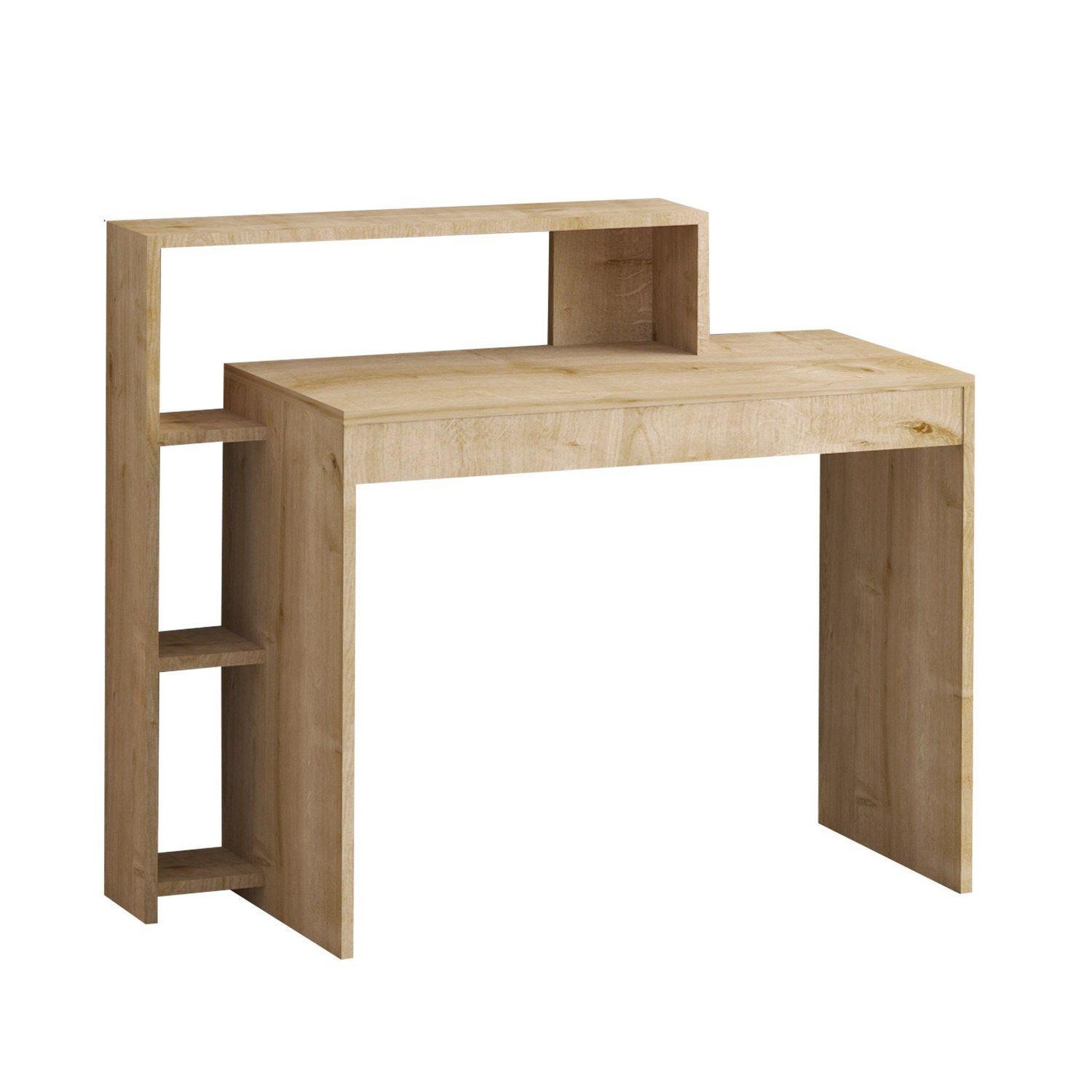 TOILINUX Bureau design scandinave en bois martin - beige