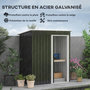 Voir la diapositive 4 : OUTSUNNY Abri de jardin - remise pour outils - cabanon porte coulissante - dim. 163L x 89l x 182H cm - tôle d'acier noir blanc