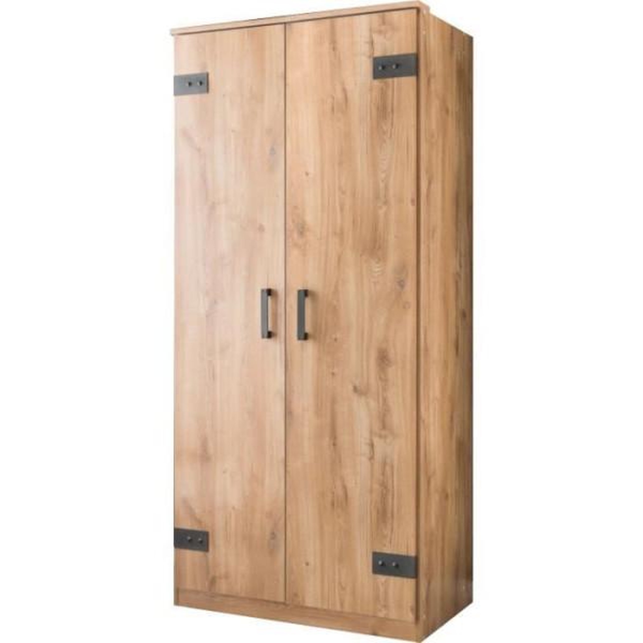 N/A Armoire CORFOU - Décor Chene - 2 portes - L90 x P58 x H198 cm