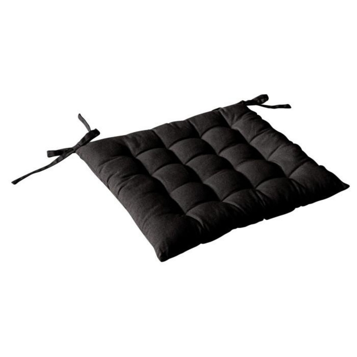Paris Prix Galette de Chaise Piquée Uni  Panama  38x38cm Noir