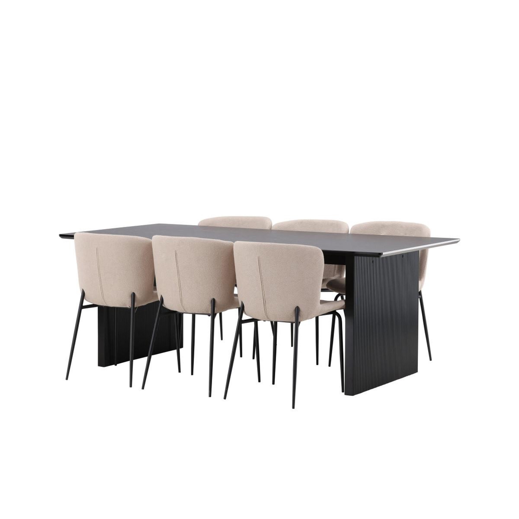 Voir la diapositive 5 : Paris Prix Ensemble table à manger & 6 chaises  vail & modesto  200cm noir & beige